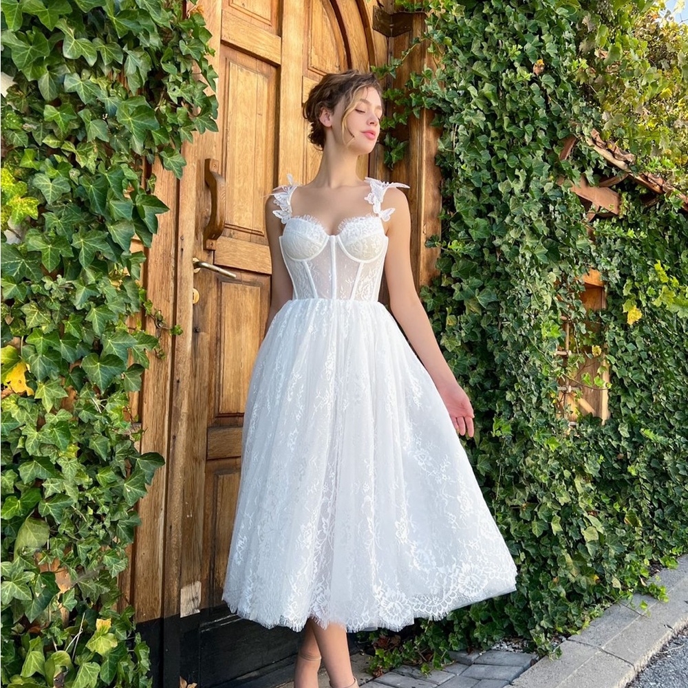 Teuta Matoshi Butterfly Flutter Midi Dress